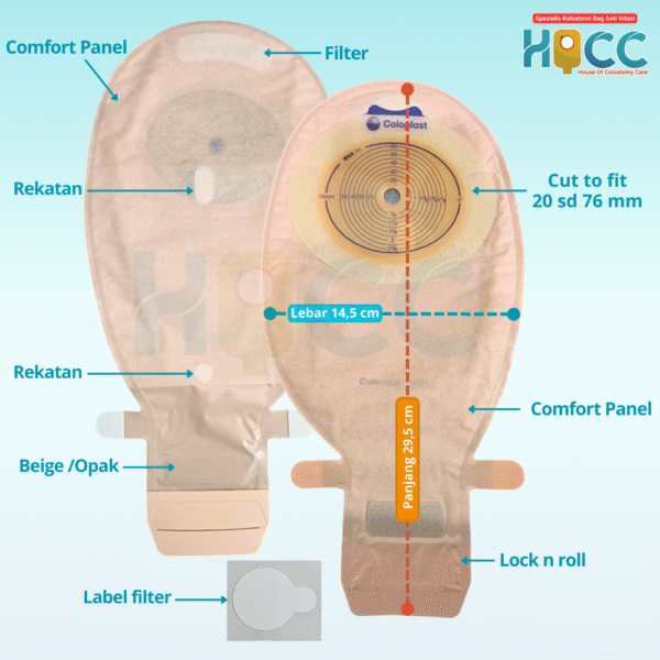 Kolostomi bag Coloplast Sensura Lock n Roll - Gambar 2
