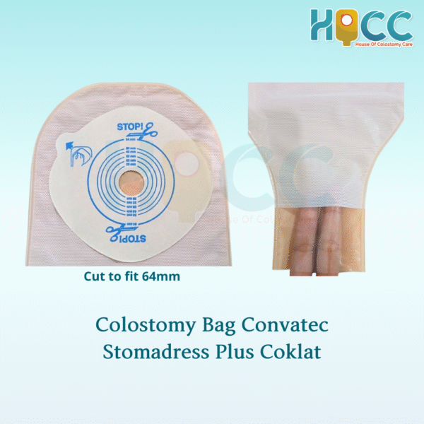 CONVATEC STOMADRESS PLUS COKLAT COLOSTOMY BAG / KANTONG KOLOSTOMI - Gambar 2